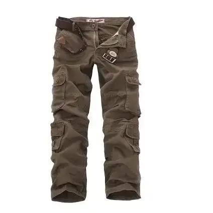 Pantalon cargo homme décontracté multi-poches en coton drap fin pour look urbain toute saison