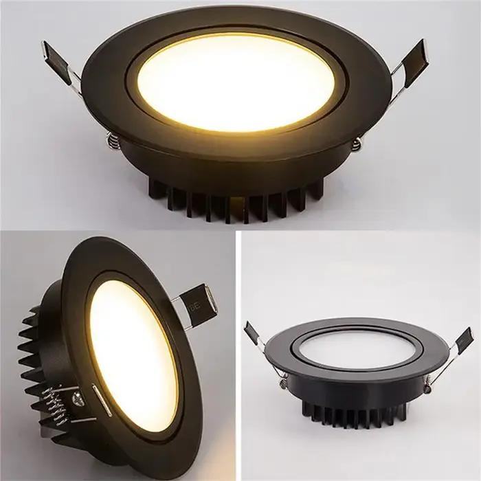 Dimmable LED COB projecteur plafonnier AC85-265V 5W 7W 9W 12W 15W 18W 20W aluminium encastré Downlig