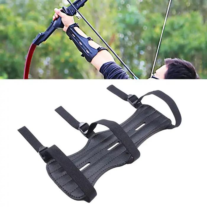 Équipement de tir à l'arc en cuir, Protection des bras, 3 sangles, Protection de l'avant-bras, arc r