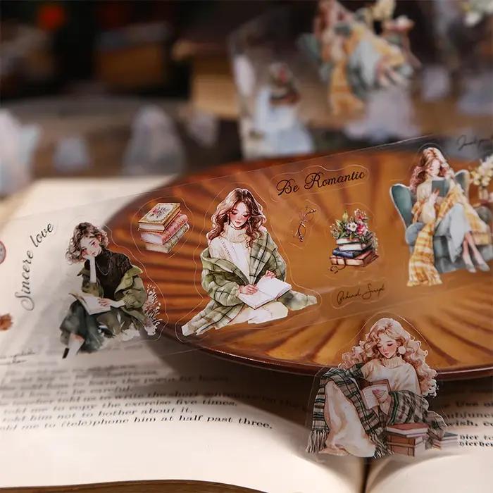 Journal Go 4x200cm temps de lecture personnages Vintage aménagement paysager matériel PET bande Scrapbooking bricolage