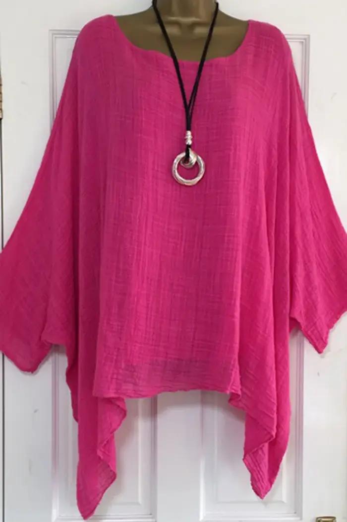 2023 automne femmes vêtements mode manches chauve-souris couleur unie ample col rond 3/4