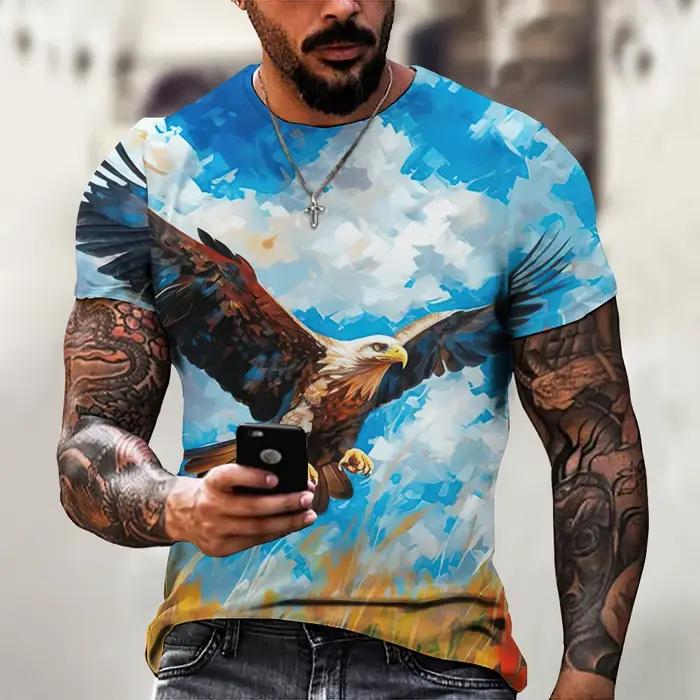 American Eagle graphiques T-Shirt pour hommes impression 3D t-shirts animaux Camisetas motif à manches courtes hauts