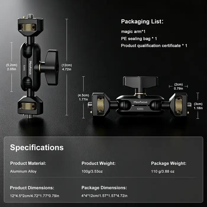 Bras articulé flexible Minifocus Camera Magic Arm avec vis 1/4” et support de moniteur de terrain do