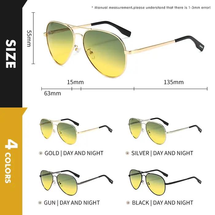 Lunettes de soleil photochromiques hommes polarisées Aviation jour lunettes de Vision nocturne pour