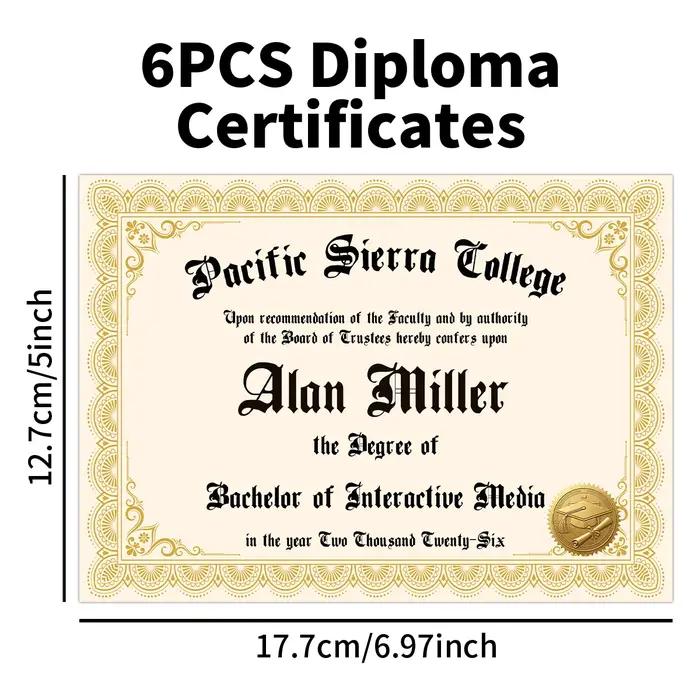 6 cartes de diplôme personnalisées, nom, établissement scolaire, diplôme et année personnalisés, fau