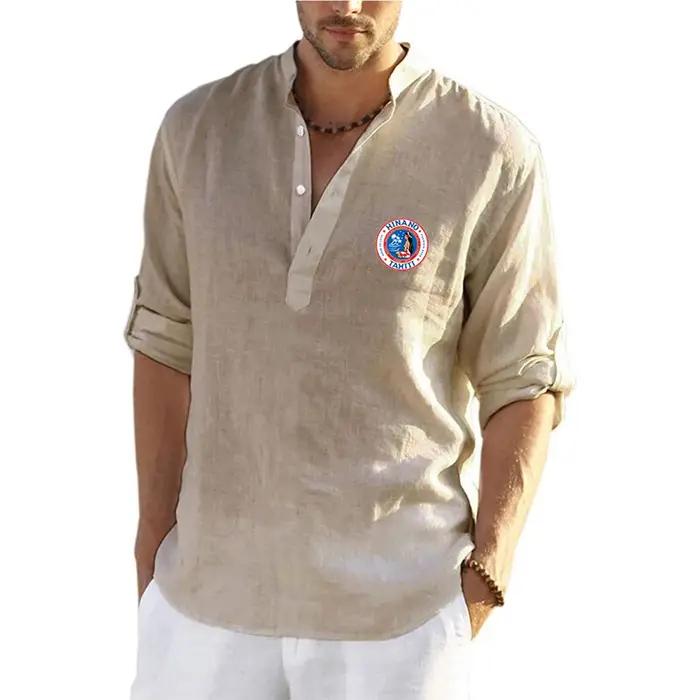 Chemise à Manches sulfen Coton et Lin pour Homme