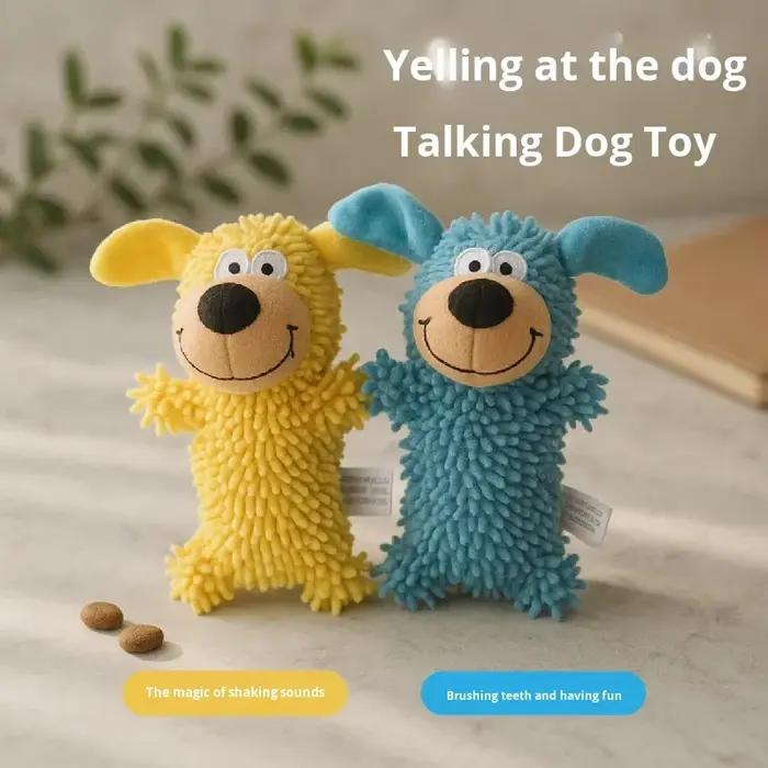 Jouet pour chien en peluche chenille, jouet couineur, jouet à mâcher moelleux, jouet interactif pour l'entraînement et le soulagement de l'anxiété, avec un visage souriant mignon.