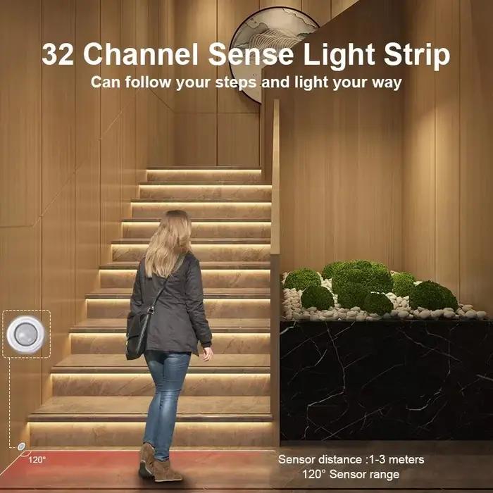 V2 escalier lumière LED contrôleur DC 12V 24V 32 canaux escaliers intérieurs PIR capteur variateur c