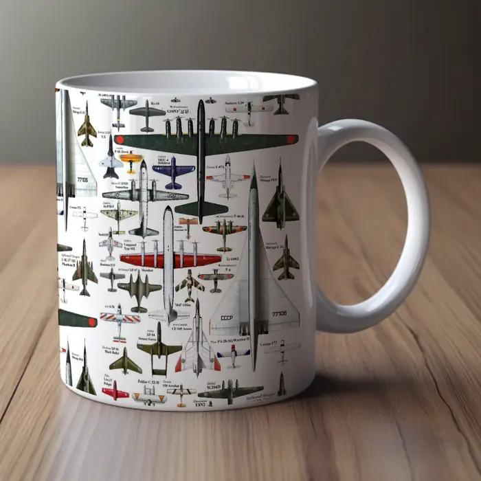 Tasse d'art d'aviation en édition limitée pour homme avec design minimaliste en céramique porcelaine occasions spéciales
