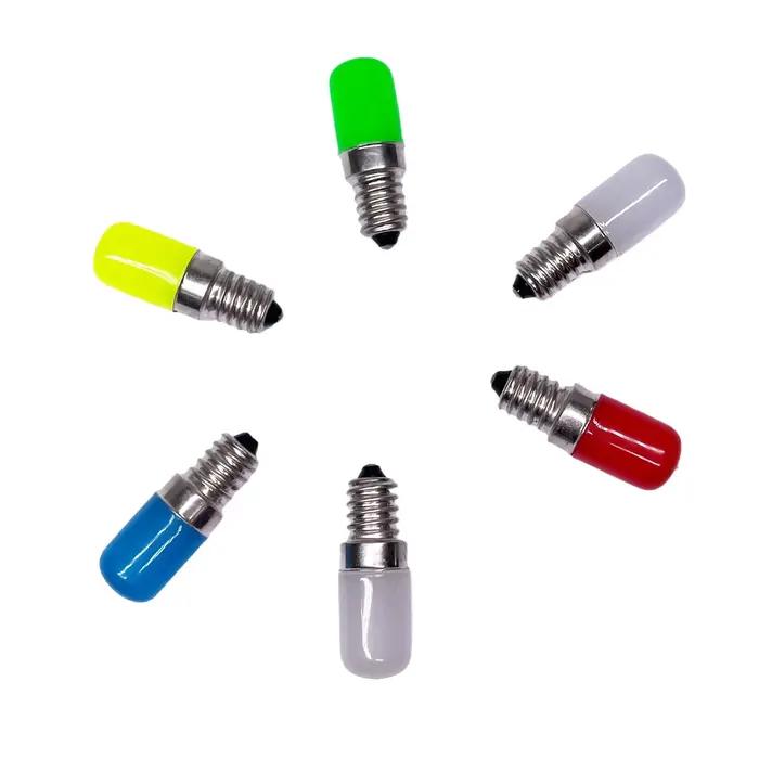Ampoule LED colorée T18 Mini E14 E12 pour réfrigérateur, 2W, rouge, vert, bleu, jaune, blanc froid/c