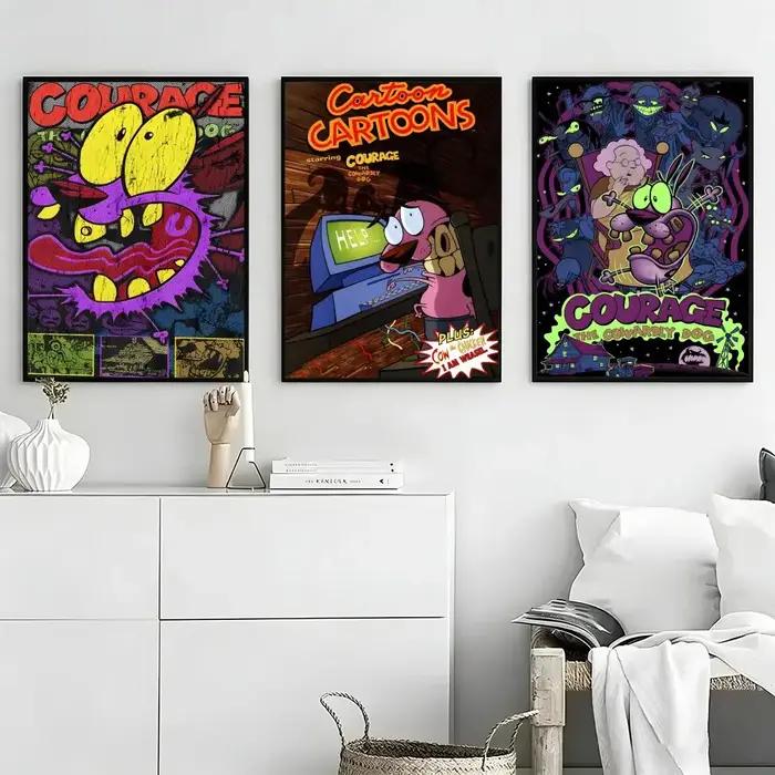 Affiche autocollante en papier imperméable, motif Anime C-Couragee the Cowardly Dog, décoration murale pour café, Bar, salle