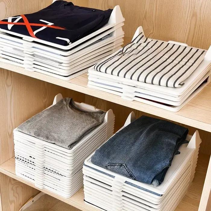 Tiroirs de rangement empilables pour vêtements pliants en plastique PP, rangement de chemises et t-shirts, organisation de garde-robe, rangement de vêtements pliants et pliantes, armoire, stockage et organisation de vêtements pliants