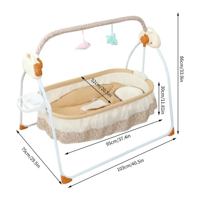 Berceau à bascule électrique pour bébé 0-18 mois pliable avec 5 vitesses musique Bluetooth sécurité haute qualité pour bébé moments de repos jeu et sommeil