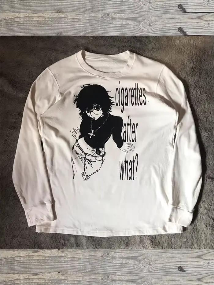 Femmes rétro mignon Harajuku Slim fit hauts dame blanc T-Shirts décontractés filles lettre Anime imp