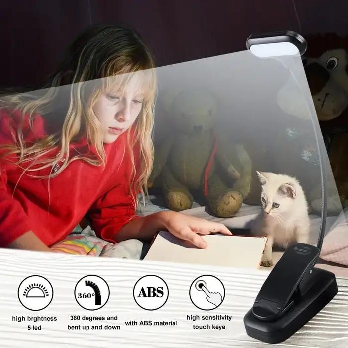 Lampe LED réglable à clipser pour livre, alimentée par batterie, Flexible, pour étude, apprentissage