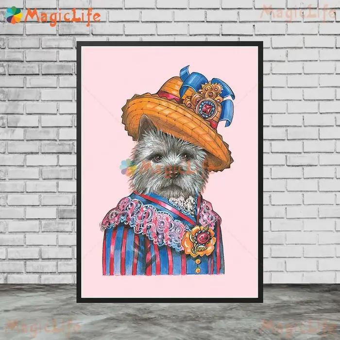 Affiches murales de dessin animé avec Portrait d'animaux de chien drôle