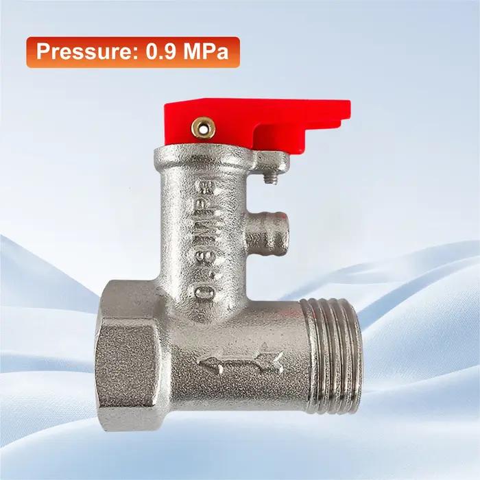 Soupape de Sécurité Chauffe Eau 1/2 Pouce en Laiton Soupape de Décharge de Pression Réglable avec Ressort et Clapet Anti Retour 0.7-0.9MPa