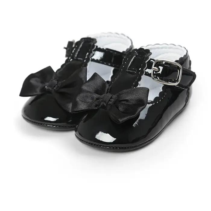 MRovior-Chaussures classiques pour bébés filles, semelle en caoutchouc avec nœud papillon, anti-alde