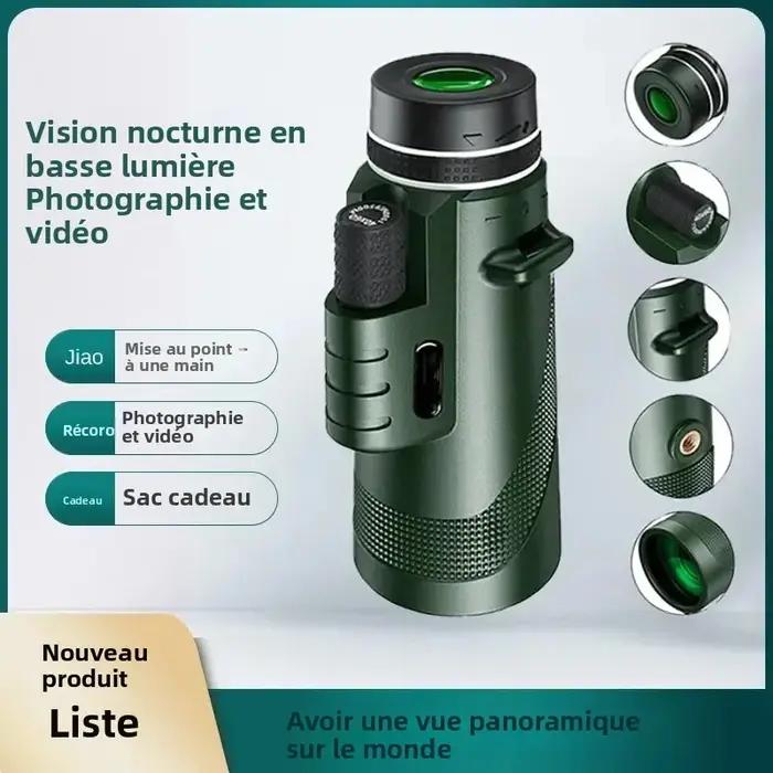 Télescope monoculaire HD compact jour et nuit pour observation chasse discrète et portable