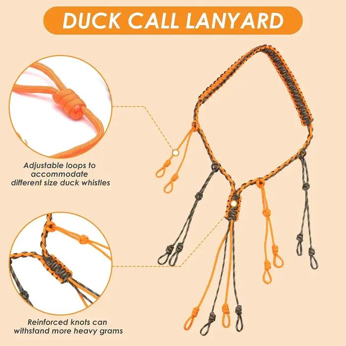 Lanière d'appel de canard 12 boucles amovibles - Tressée main pour appeaux - Accessoire de chasse aux oies