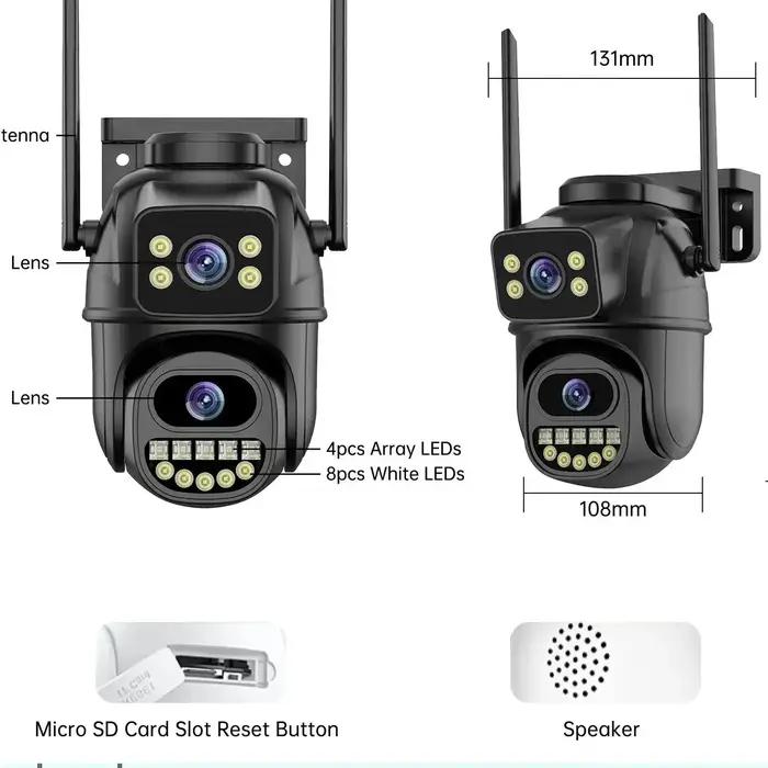 Caméra PTZ WiFi 9MP 4K double objectif double écran détection IA humaine surveillance extérieure mémoire rapide