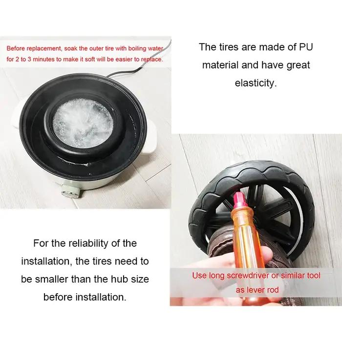Pneu de roue de poussette chacun pour Uppababy Cruz V1/V2, couverture de pneu avant ou arrière en PU