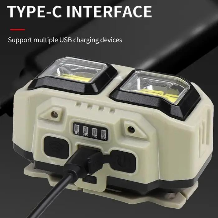 Lampe de sauna étanche à LED COB, torche frontale injuste, aste par USB, batterie 18650, camping en