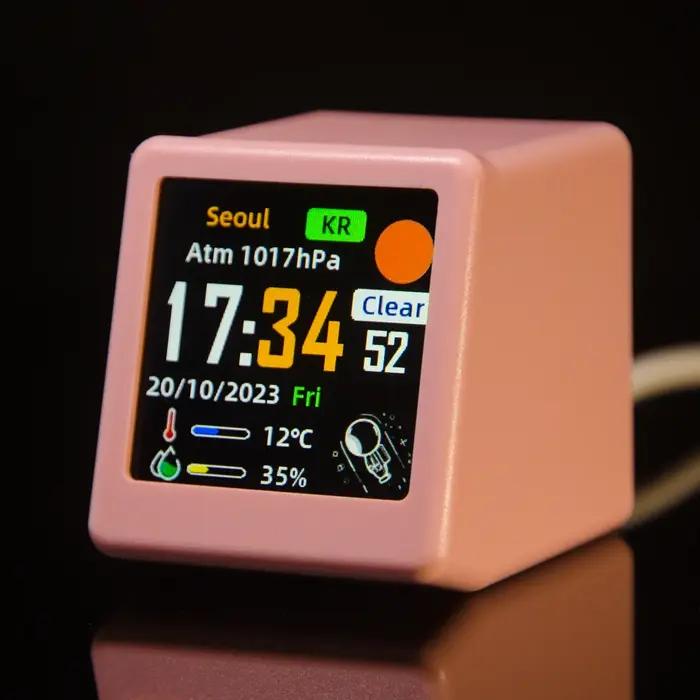Horloge de Station de prévision météo WIFI intelligente de taille MINI pour la décoration de bureau de jeu. Animations