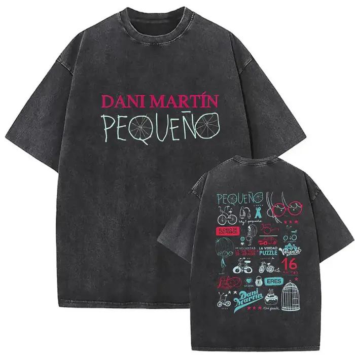 Rappeur Dani Martin Lo Que Me De La Gana Tour 2025 Vintage lavé t-shirts hommes femmes Pop Fans mode vêtements surdimens