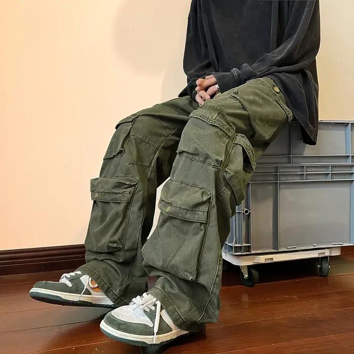 Pantalon cargo 2025 multi-poches vintage loose harajuku streetwear hip-hop homme
