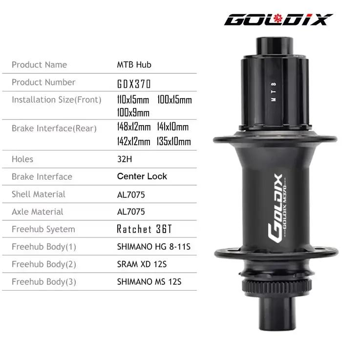 GOLDIX-Moyeu de vélo GDXsuspec, roulement scellé, verrouillage central, frein à disque, coude en J,