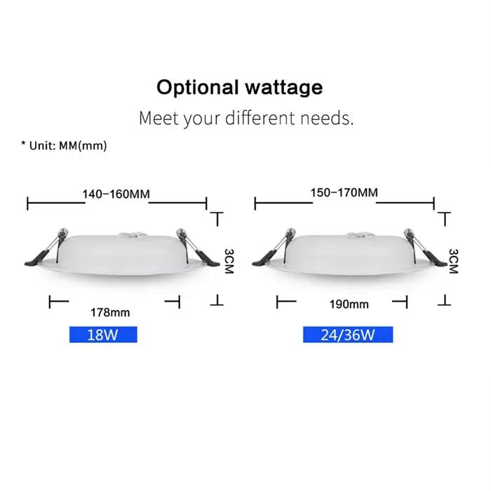 DC 12V LED Downlight 3W 6W 9W 12W 15W 18W 36W LED plafond encastré grille en alliage d'aluminium lam