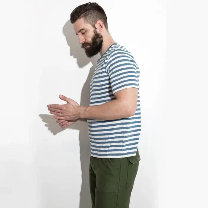T-shirt rayé rétro à manches courtes pour hommes style vintage breton décontracté pour activités quotidiennes et occasions spéciales