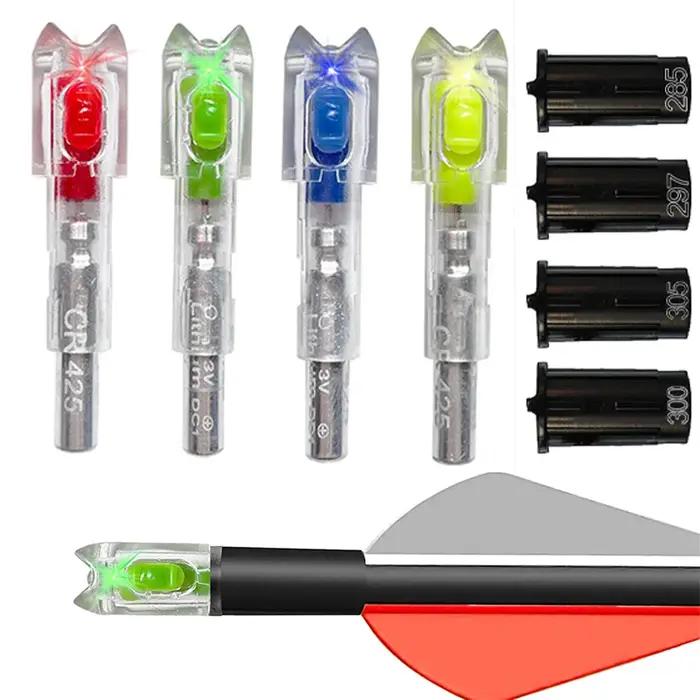 Encoches éclairées LED T64.html pour arbalète de tir à l'arc de chasse flèche ID 6,4mm avec boulons couleurs gris clair jaune clair kaki foncé vert clair