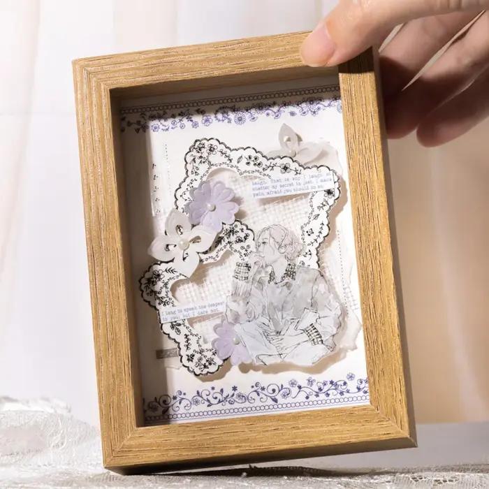 Journal GO en plastique avec bordure dentelle rétro pour scrapbooking et planification, avec bandes autocollantes et ruban de masquage pour femmes et occasions spéciales
