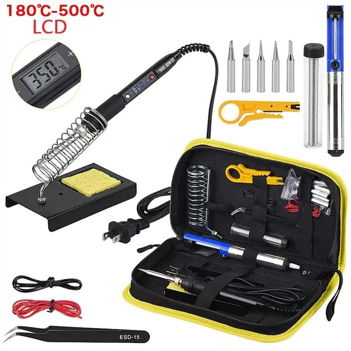 JCD – Kit de fer à souder électrique 80W, température réglable, affichage numérique LCD, 220V/110V,