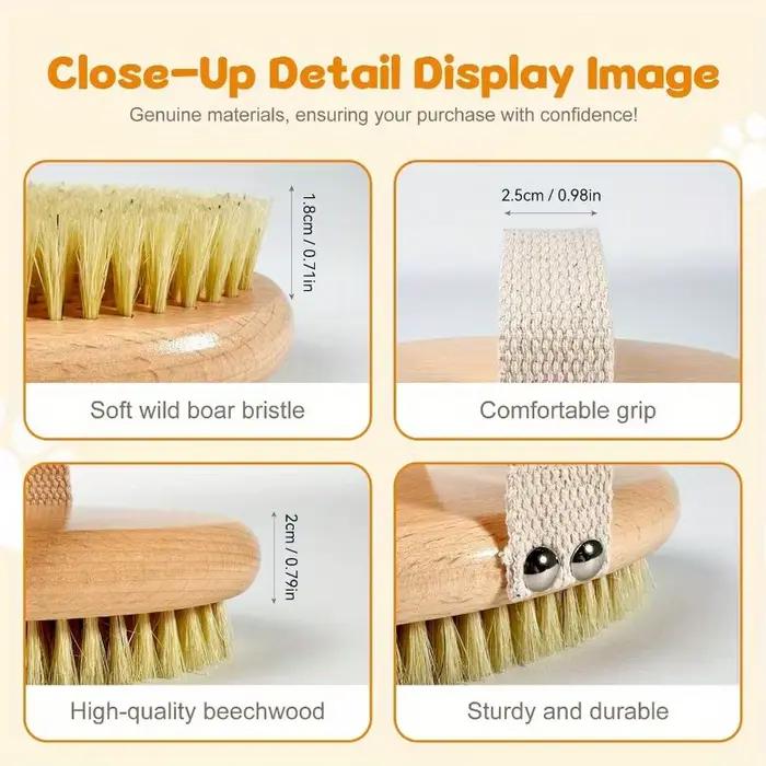 Brosse professionnelle pour chiens à poils courts avec poils de sanglier poignée antidérapante toilettage doux pour chiens et soins du pelage