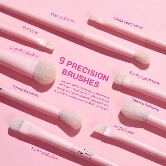 Jessup-Ensemble de pinceaux de maquillage roses, 14 pièces, premium, vegan, fond de teint, blush, fa