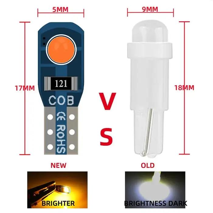 Eclairage intérieur de voiture, ampoule T5 W3W COB 2SMD, panneau Prada super lumineux, indicateur d'