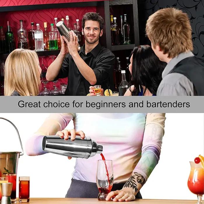 Ensemble de shaker à cocktail professionnel en acier inoxydable pour bar à domicile et occasions spéciales