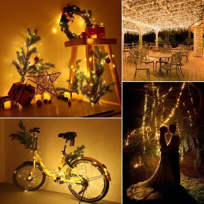 Guirlande lumineuse féerique étanche à piles, décoration de fête de noël et de mariage, télécommande