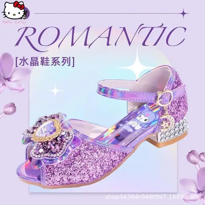 Chaussures de princesse pour filles, style anime, été, nouvelles chaussures à talons hauts en crista