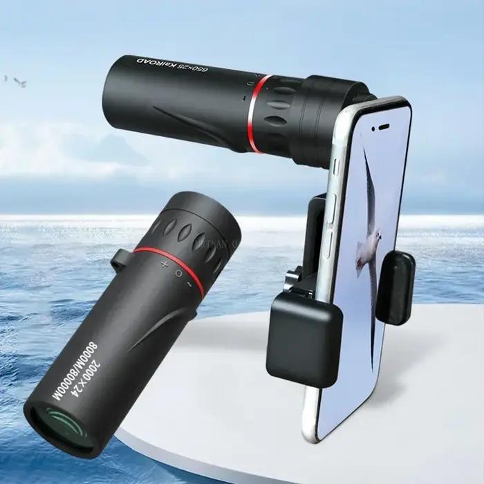 Monoculaire télescope HD 2000x24 mini portable avec support téléphone chasse camping observation oiseaux
