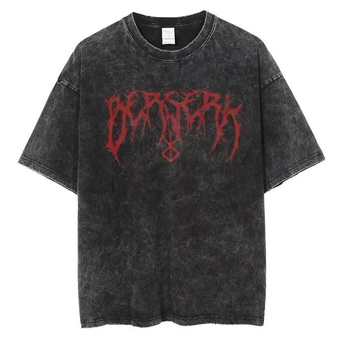 Anime Berserk Logo graphique imprimé t-shirt hommes femmes Vintage Manga T-shirts lavé coton