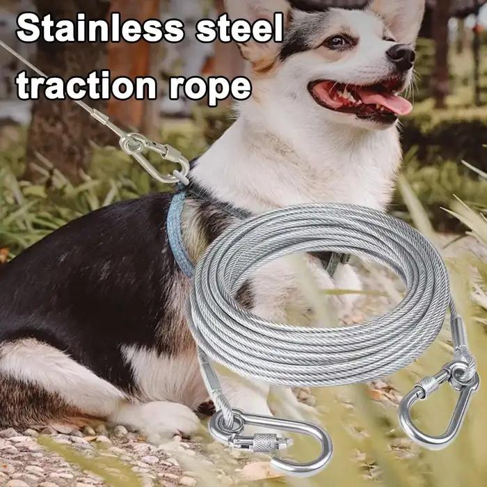 Laisse de retenue pour chien à double tête avec boucle métallique