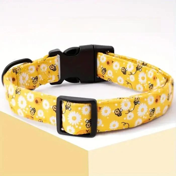 Collier pour chien imprimé abeille jaune mignon