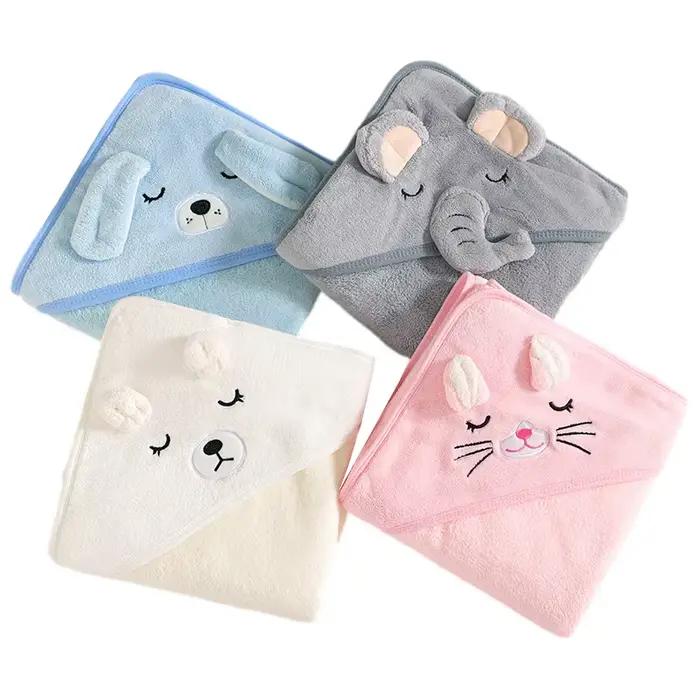 Serviettes de bain pour bébé en forme d'animaux de dessin animé, serviette à capuche douce pour nouveau-né, couverture, peignoir pour tout-petit, enveloppe de sommeil chaude pour garçons et filles