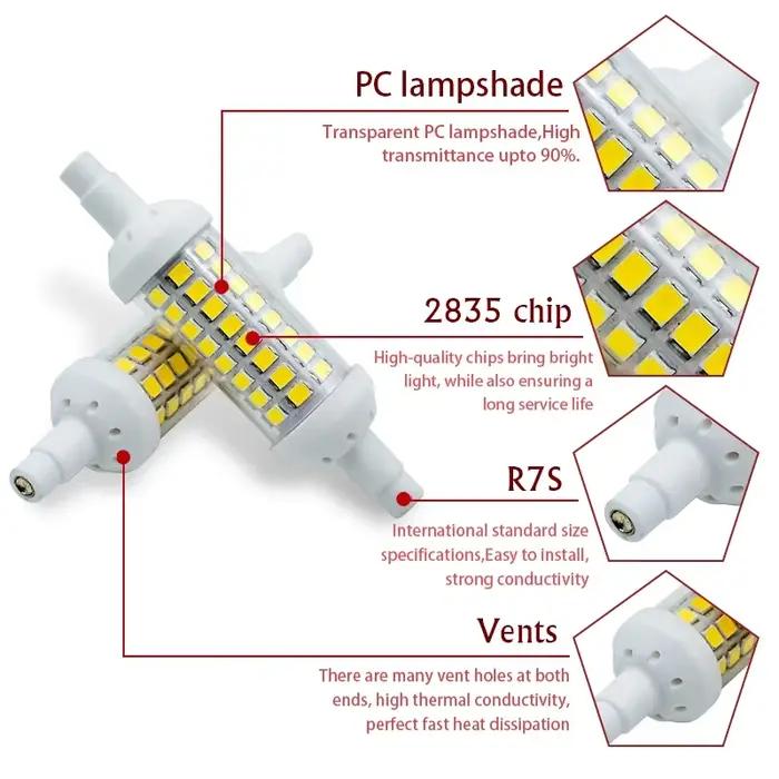 R7S LED 78mm 118mm 135mm ampoule 6w 9w 12w SMD 2835 Lampada lampe à LED 220V-240V maïs lumière écono