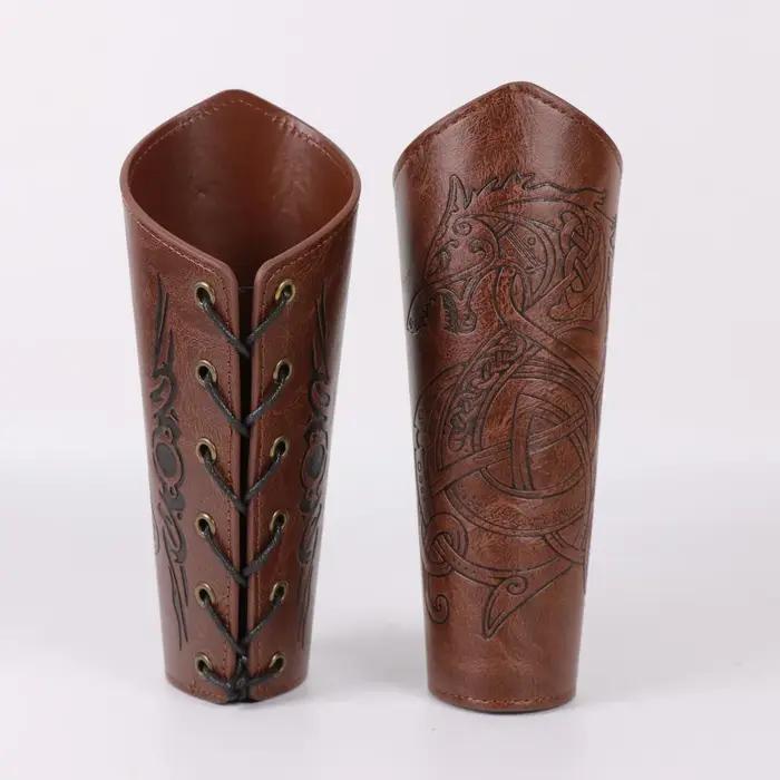 Protège-bras Viking 2 pièces - Manchettes d'armure nordique médiévale, compatibles avec LARP, Halloween, Cosplay - Firs Renaissance
