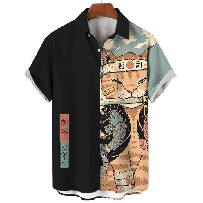 Mode vêtements pour hommes Cool samouraï chat hauts été nouveaux